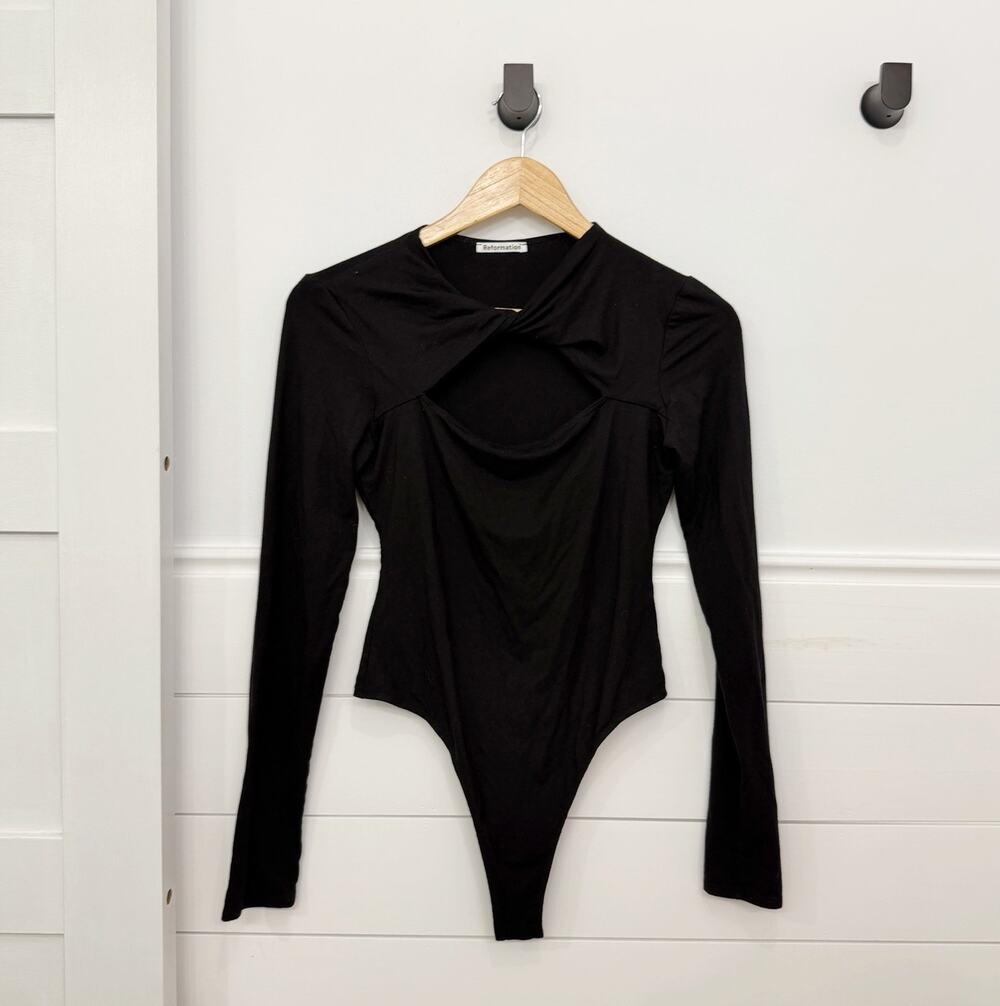 Women’s Reformation Black Long Sleeve Body Suit Size Small S